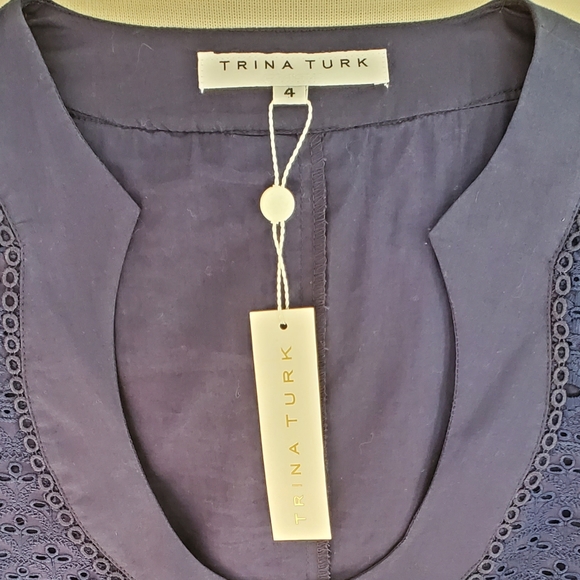 Trina Turk Navy Eyelet Dress sz 4 - Picture 3 of 4